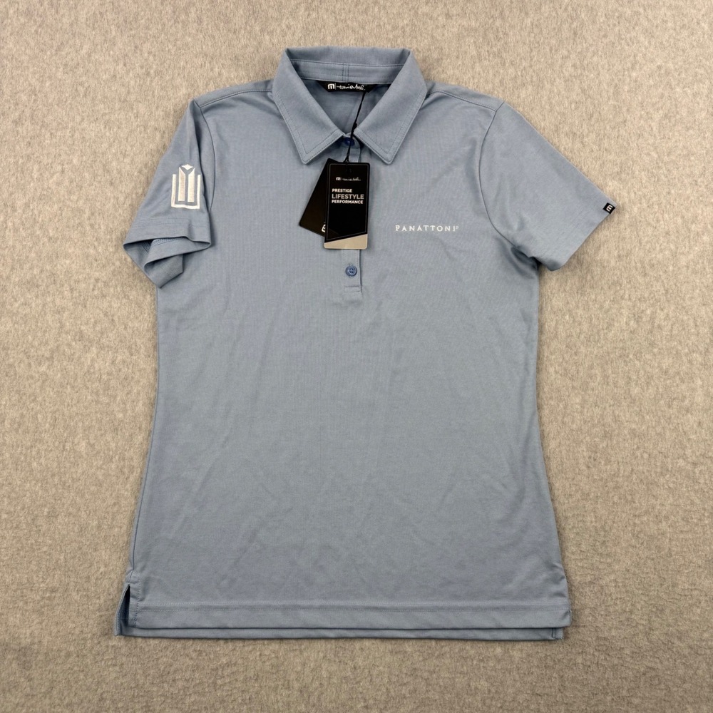 Travis Mathew Shirt Womens Small Blue Heather Performance Polo Short Sleeve Golf